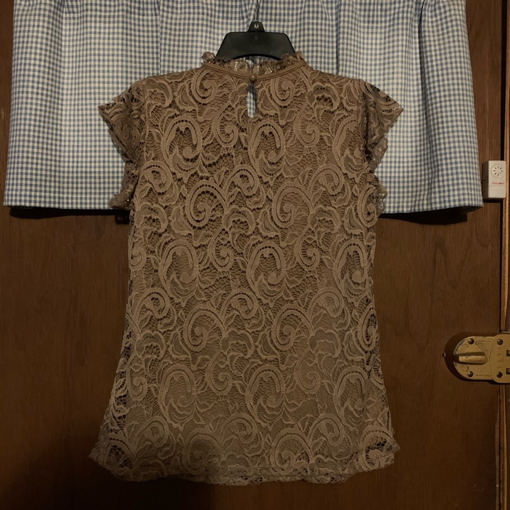 PerSeption Brown Lace Top Small NWT - Picture 10 of 12